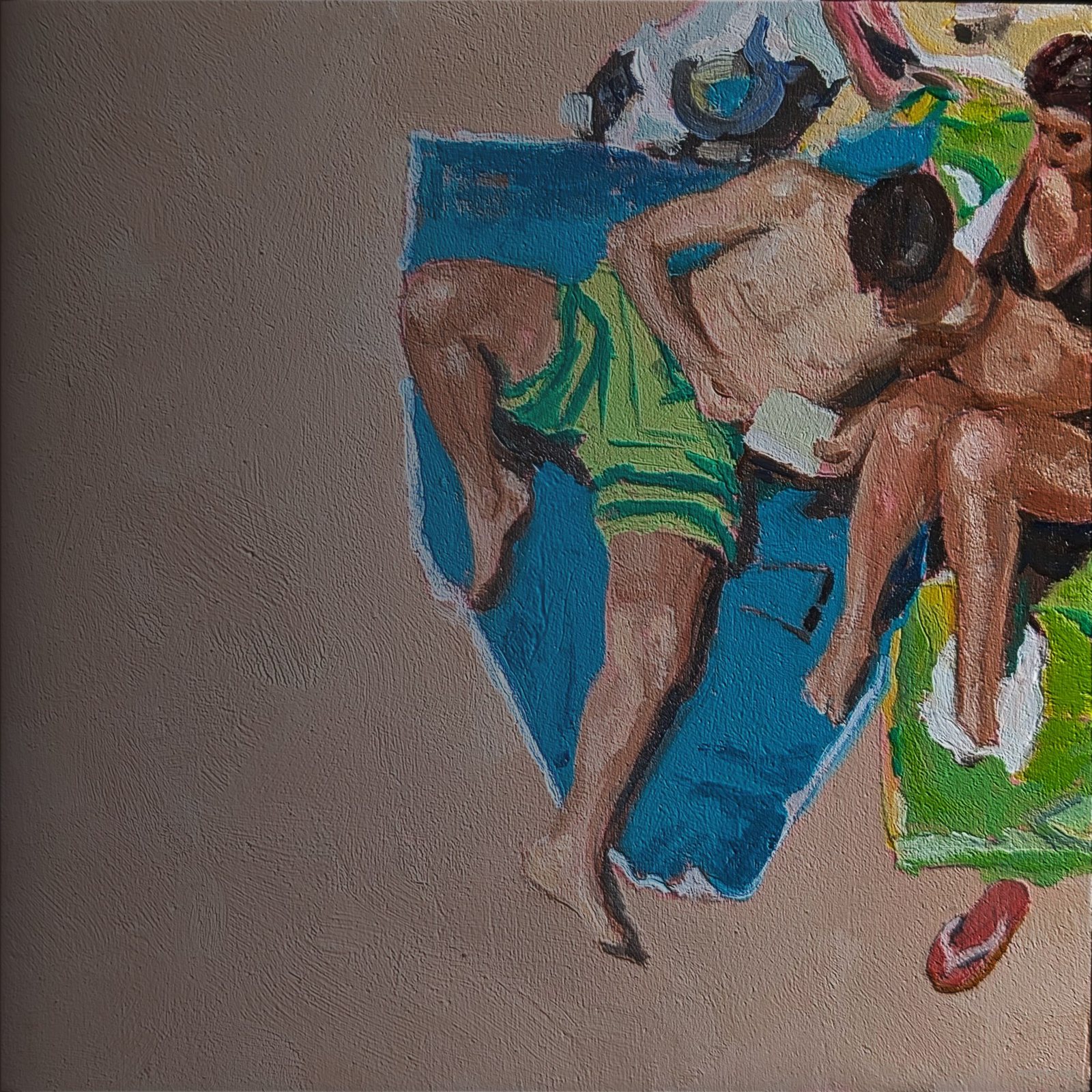 Beach Couple: low light across the brushwork
