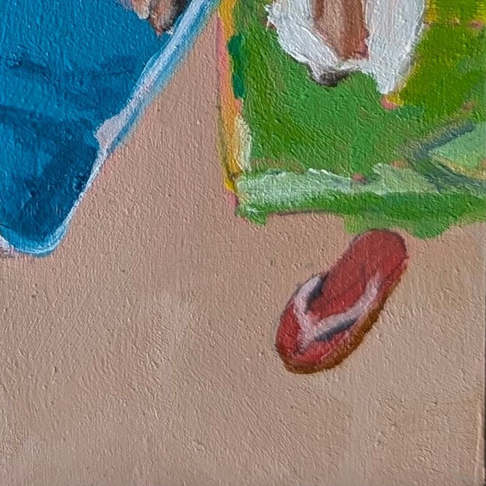 Beach Couple: detail, the lost flip-flop