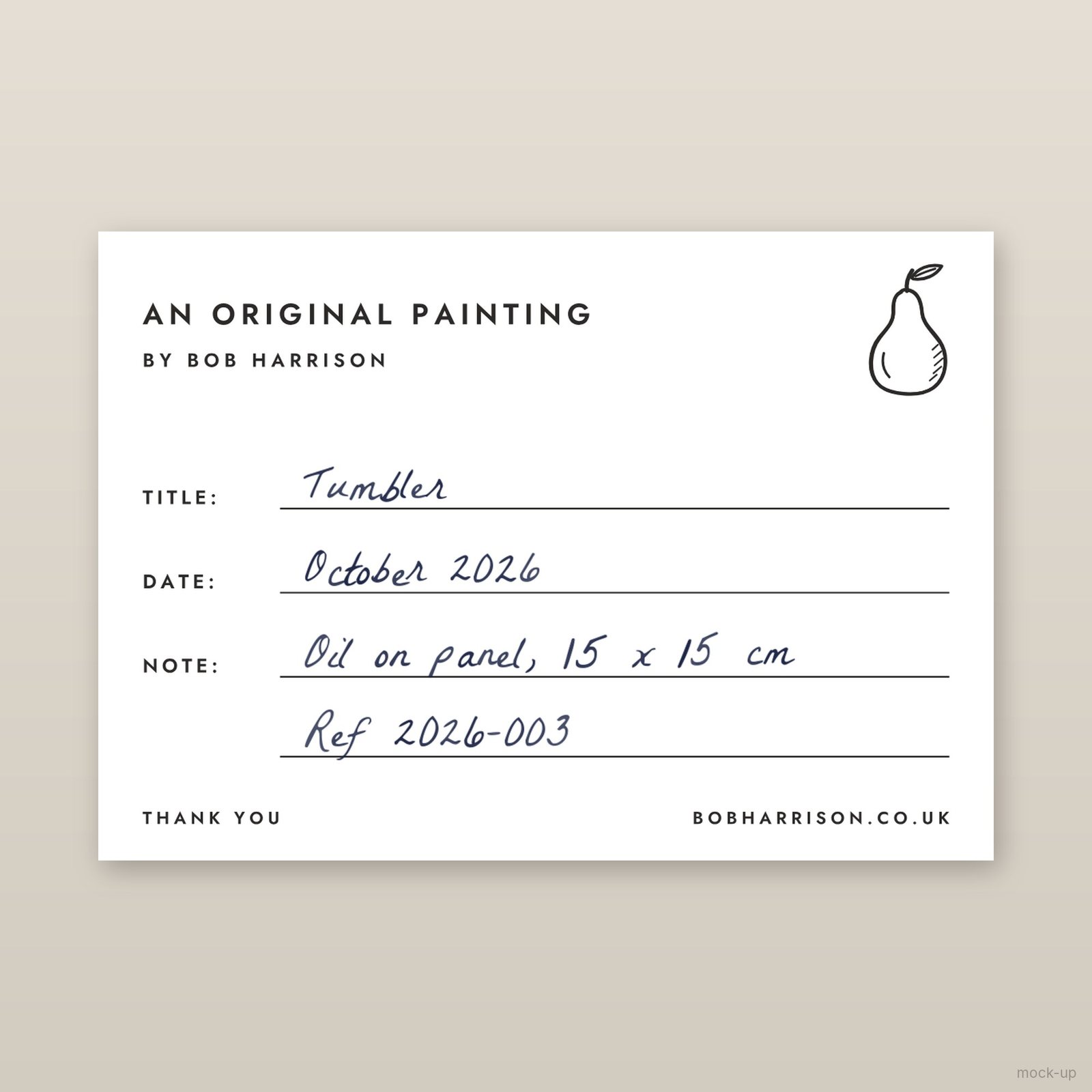Tumbler: certificate of authenticity